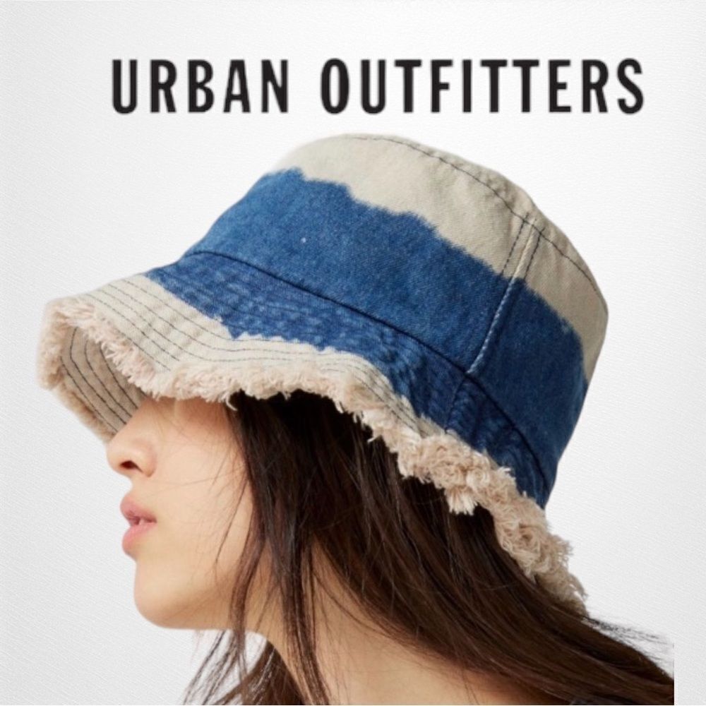URBAN OUTFITTERS UO Avery Dip-Dyed Blue Denim Bucket Hat NEW